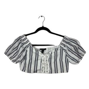 Forever 21 Striped Lace-Up Crop Top Size Large
